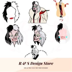 villain, dalmatian woman, crazy, evil, svg, png.