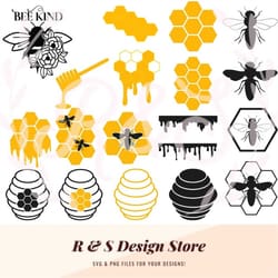 bees, bee bundle, honey, bee kind, be kind, png, svg.