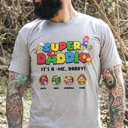 personalized super daddio shirt, super mario shirt, daddio shirt, super dad shirt, dad gamer shirt, father's day gift, m