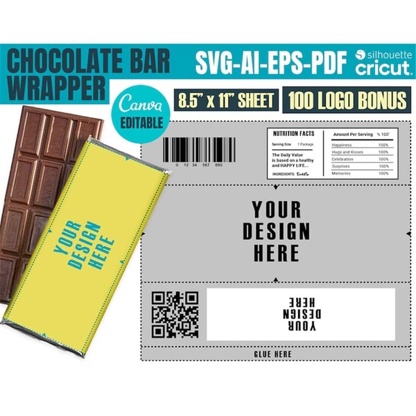 Chocolate Rocks Wrapper 1.55 Oz Chocolate Bar Wrapper Template, Candy Bar Wrapper, C - Inspire ...