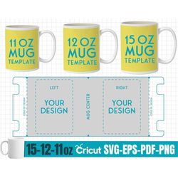 11-12-15 oz Mug Template Set, Full Wrap Template, Mug Full Wrap template, sublimation mug template, Full Wrap mug, cricu