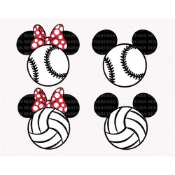 mouse head bundle svg, mouse baseball svg, mouse volleyball svg, family vacation trip svg, mouse head svg, vacay mode sv