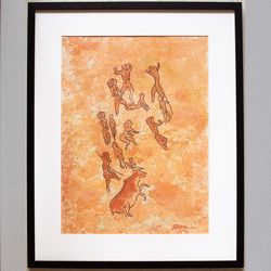 modern painting interior watercolor painting abstract painting pastel drawing prehistoric man painting ancient art naive