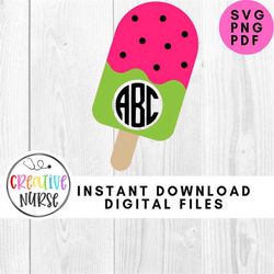 Instant Download Cut File SVG / Monogram Watermelon Popsicle /  svg pdf png cutting files for silhouette or cricut
