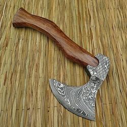 HAND MADE DAMASCUS STEEL HATCHED AXE PIZZA CUTTER