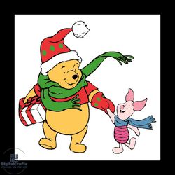 pooh and piglet christmas svg, disney svg, pooh svg, winnie svg, piglet svg, christmas svg, disneyland svg, disney movie