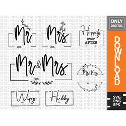 mr and mrs svg,  mr and mrs clipart, mr and mrs vector, mr and mrs svg bundle, wedding svg, wedding monogram svg, wifey