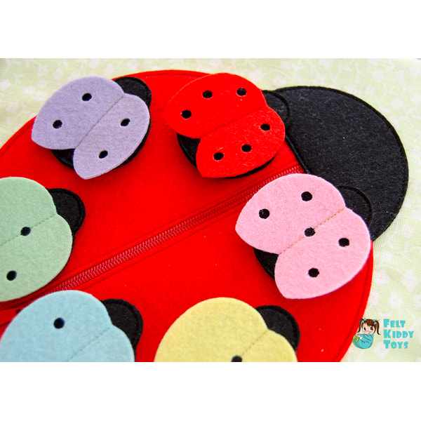 Quiet book page, Ladybugs, PDF sewing pattern, SVG files - Inspire Uplift