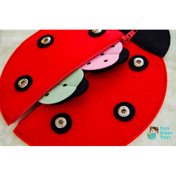 Quiet book page, Ladybugs, PDF sewing pattern, SVG files - Inspire Uplift