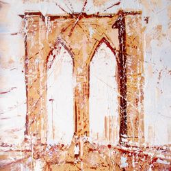 New York Painting ORIGINAL PAINTING ON CANVAS, Brooklyn Bridge Painting by Walperion