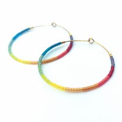 Rainbow hoop earrings Colorful Hoop Earrings Multi colored hoop earrings Pride earrings