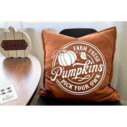 farm fresh pumpkins svg, round label fall svg, farmhouse autumn svg, farmhouse fall svg, rustic autumn sign svg, rustic