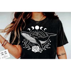 celestial whale svg, floral whale svg, magic whale svg, mystical whale svg, boho whale svg, magic illustration svg, boho