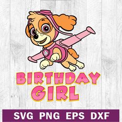 skye paw patrol birthday girl svg png dxf cutting file, skye paw patrol svg, dog girl svg