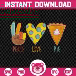 peace love pie png/jpg, turkey heart pie png, peace turkey hand sign happy thanksgiving png sublimation digital download