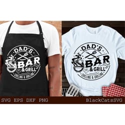 dad's bar and grill svg, round bbq, beer and bbq svg, barbecue svg, grilling svg, father's day gift svg, bbq cut file, f
