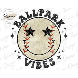baseball smiley png, retro baseball png, ballpark vibes png, baseball sublimation design, retro smiley face baseball, su