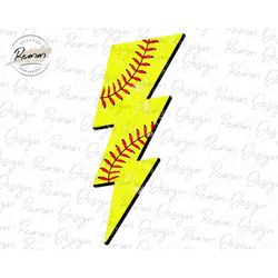 softball lightning bolt png, distressed softball png, sublimation download, printable, background design