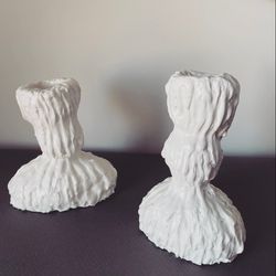 Figurine Candlestick Couple Clay candleholder Wedding gift Home decor Clay sculpture Galainart Candle Set of candles