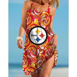 Pittsburgh Steelers Tie-Dye Beach Suspender Dress
