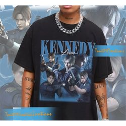 blue leon shirt, leon vintage 90s shirt, leon residence evil shirt, leon kennedy vintage 90s hoodie, horror game sweathi