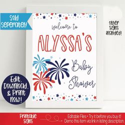 4th of July Baby Shower Banner, Red White and Due, BabyQ Baby Shower Banner, Baby Shower Decorations, BBQ Banner