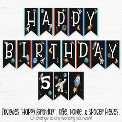 Outer Space Birthday Banner, Outer Space Birthday Party Decorations, Rocket Ship Banner, Astronaut Birthday Banner