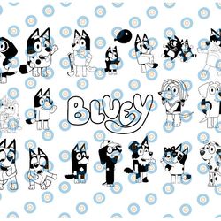 18 designs bluey svg bundle | bluey svg | bluey birthday | bluey party supplies | bluey birthday decorations|png|eps|dxf