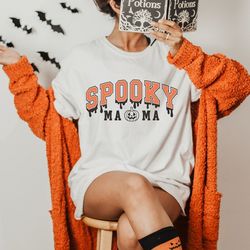 comfort colors spooky mama shirt, halloween shirt for mom,halloween shirt, spooky halloween shirt - a137