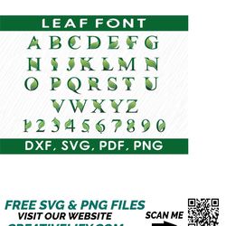 leaf font svg, green font svg, summer font svg, letters cricut clipart font svg png, nature alphabet svg leaf alphabet m