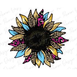 sunflower png, colorful sunflower png, leopard sunflower, digital download, t-shirt design, leopard png, sublimation des