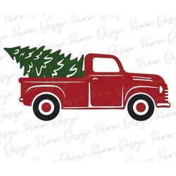 christmas truck svg jpg png digital download, christmas truck and tree, red christmas truck svg, christmas svg