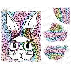 bunny png, matching patches and sleeve, leopard bunny png, easter sublimation, easter bunny png, colorful leopard easter
