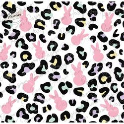 leopard print and easter bunny png pattern, colorful, easter seamless pattern, repeating pattern for commercial use, png