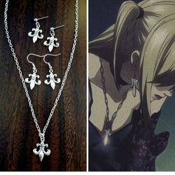 Misa Amane necklace Misa Amane earring Death note jewelry Anime cosplay costume Manga anime jewelry Silver fleur de lis