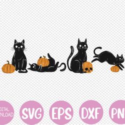 black cat and pumpkin cute halloween pumpkin not too spooky halloween cat svg, eps, png, dxf, digital download
