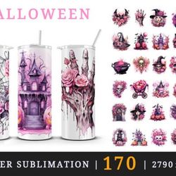Halloween Tumbler Wrap Bundle, 20 oz Skinny Tumbler Sublimation Design,  Straight & Tumbler Wrap PNG, Spooky Fall PNG