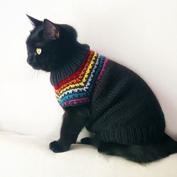 black sweater for cats  pet clothes turtleneck cats sweaters hand knit sweater for pets cat jumpers kitten clothes