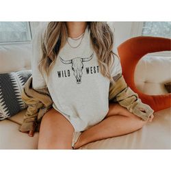 boho cow skull shirt, wild west shirt, western graphic tee, cowgirl shirt, bull skull shirt, southwest shirt, western cl