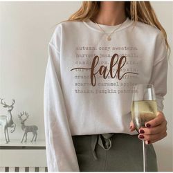 fall sweatshirt, fall words shirt, fall graphic tees, hello fall crewneck, autumn sweatshirt, fall tops for women