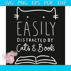 easily distracted by cats and books svg, trending svg, easily distracted svg, cats svg, books svg, cats and books svg, c