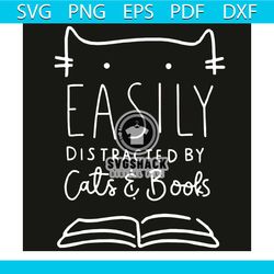 easily distracted by cats and books svg, trending svg, easily distracted svg, cats svg, books svg, cats and books svg, c