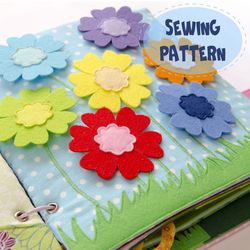Quiet book page, Flower meadow, PDF sewing pattern, SVG files