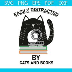 easily distracted by cats and books svg, trending svg, cat svg, book svg, cat lovers svg, book lovers svg,distracted svg