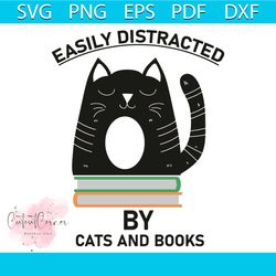 easily distracted by cats and books svg, trending svg, cat svg, book svg, cat lovers svg, book lovers svg,distracted svg