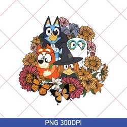 bluey floral trick or treat png, bluey halloween png, trick or treat png, disney halloween png, kids halloween png