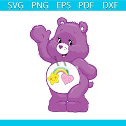 rainbow care bear layered png, tenderheart bear png, care bears png, love a lot bear png