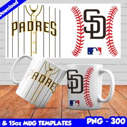 Padres Mug Design Png, Sublimate Mug Template, Padres Mug Wrap, Sublimate Baseball Design Png, Instant Download