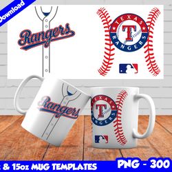 Rangers Mug Design Png, Sublimate Mug Template, Rangers Mug Wrap, Sublimate Baseball Design Png, Instant Download
