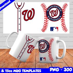 Nationals Mug Design Png, Sublimate Mug Template, Nationals Mug Wrap, Sublimate Baseball Design Png, Instant Download